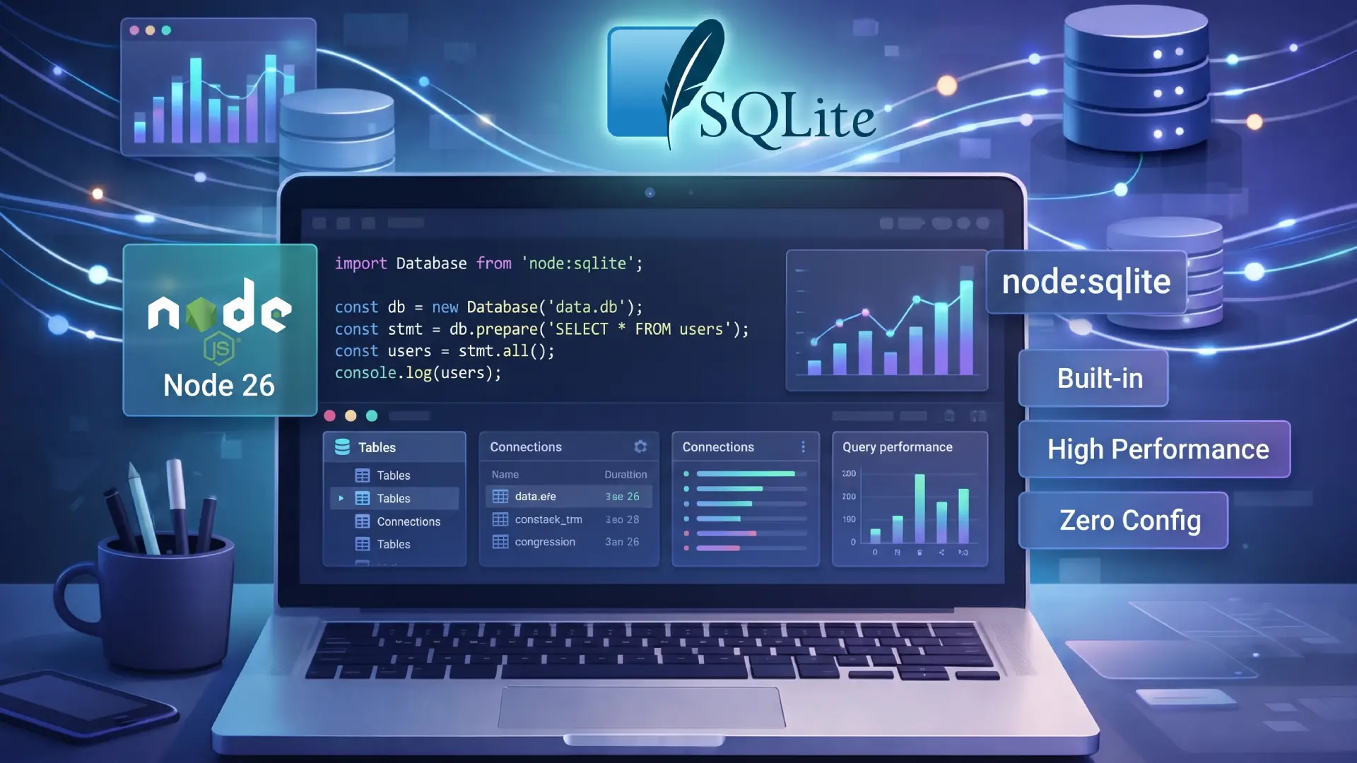 Node SQLite: the built-in node:sqlite module in Node 26