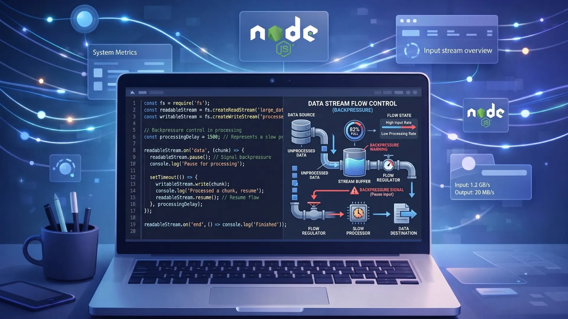 Node.js Streams and Backpressure: Handling Large Data