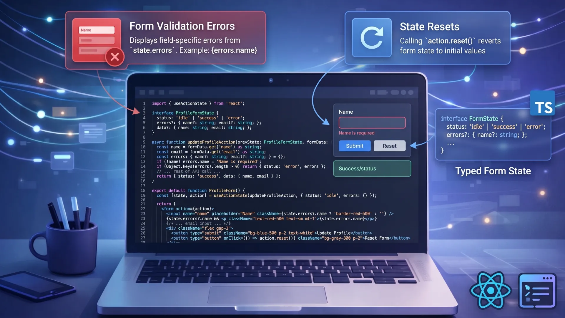 useActionState: Validation Errors, Resets and Typed State