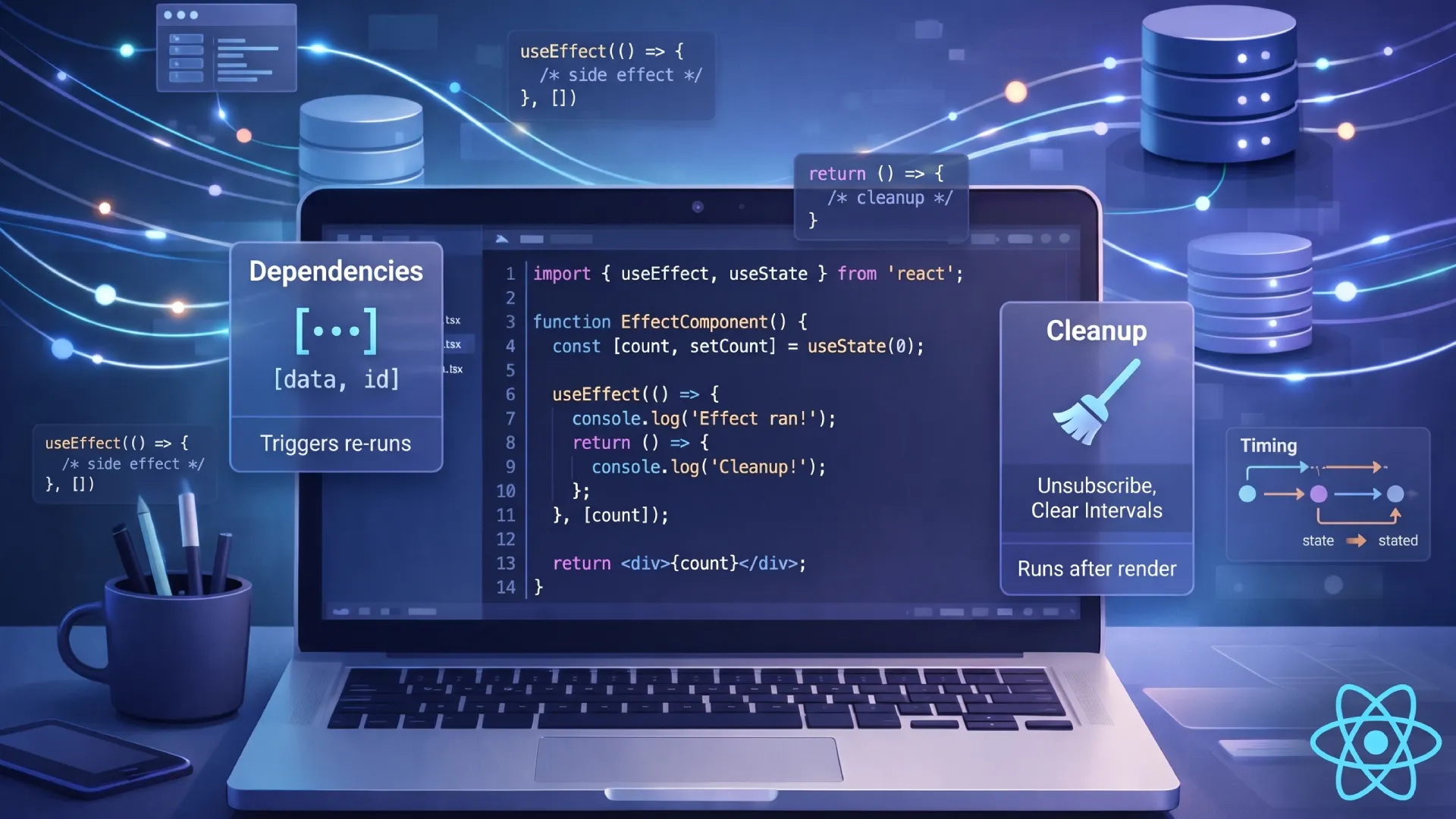 useEffect in React: Dependencies, Cleanup, and Timing
